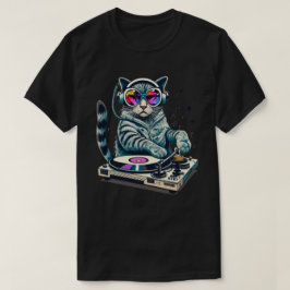 DJ Cat Mixing Turntable T-Shirt