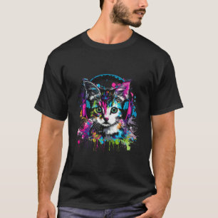 DJ Cat Music Kopfhörer Splash Beatmaker Cat Music T-Shirt