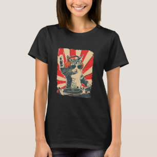 DJ Cat Retro - Coole Disco-Kitty dreht Vinyl-DJ T-Shirt