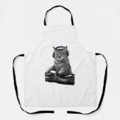 DJ Cat Scratching Vinyl _1 Schürze (Vorderseite)