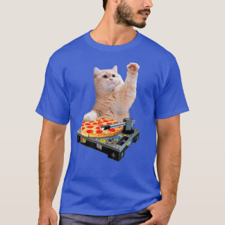 DJ Cat Shirt Cat DJ Pizza EDM Music Niedlich White