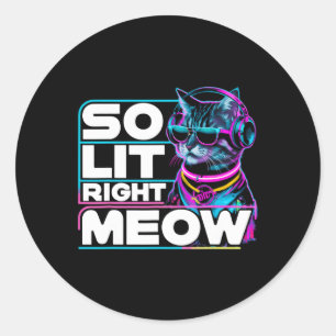 Dj Cat so weit rechts Meow Edm Techno Rave Party F Runder Aufkleber