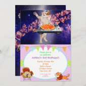 DJ Cat Turntable Mixer Einladung (Vorne/Hinten)