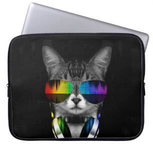 DJ cat with sunglasses and headphones Laptopschutzhülle