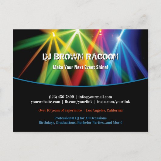 DJ Club Music Uplighting Postcard Postkarte (Vorderseite)