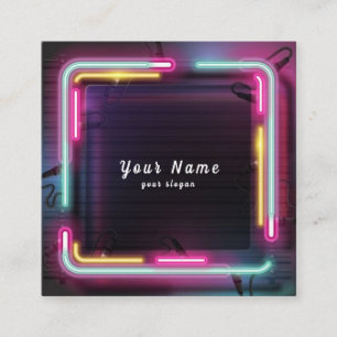 DJ Colorful Neon Lights Lebend - Ausstechen Quadratische Visitenkarte