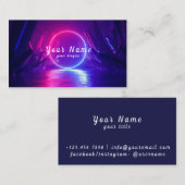 DJ Colorful Neon Lights Lebend - Ausstechen Visitenkarte (Vorne/Hinten)