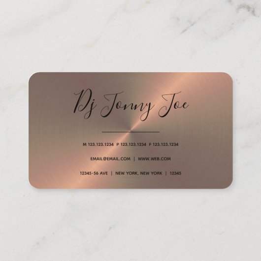 DJ-Controller 2020 - Kupfer-Imitat Visitenkarte (Rückseite)