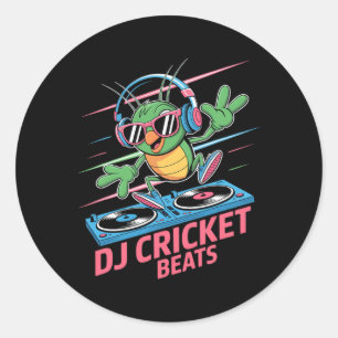 Dj Cricket Beats Groovige Musik Spaß Runder Aufkleber