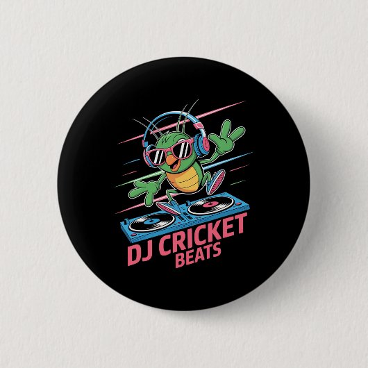 Dj Cricket Beats Groovy Musik Spaß Button (Vorderseite)