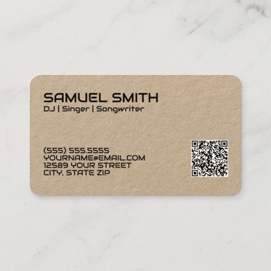 DJ Custom QR Code Business Card Visitenkarte (Rückseite)