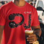 DJ d.j. Music HeadPhone T-Shirt<br><div class="desc">Musik-Design eines grafischen Kopfhörers mit dem Namen des d.j.</div>