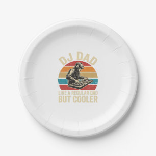 DJ Dad, aber cooler Vintage-Sonnenuntergang-Vektor Pappteller