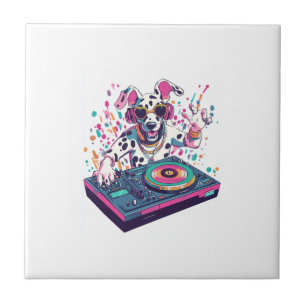 DJ Dalmatian – EDM Rave Party Hund Fliese