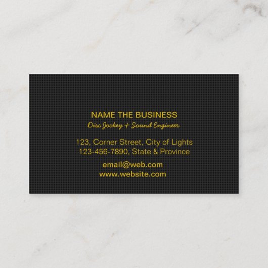 DJ Deejay Beruflich Gold Imitats Music Teacher Visitenkarte (Rückseite)
