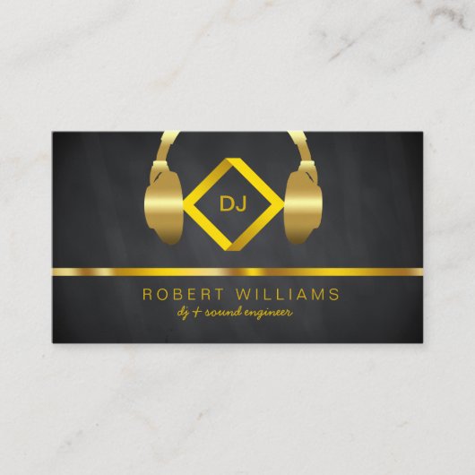 DJ Deejay Beruflich Headphone Gold Imitate Music Visitenkarte (Vorderseite)