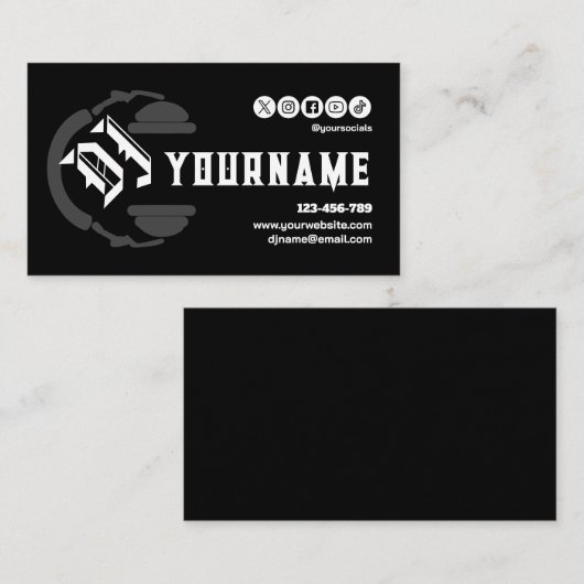 DJ Deejay Disc Jockey Business Card Visitenkarte (Vorne/Hinten)