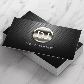 DJ Deejay Steel Monogram Modern Metal Visitenkarte