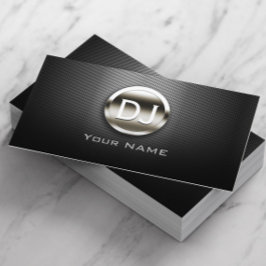 DJ Deejay Steel Monogram Modern Metal Visitenkarte