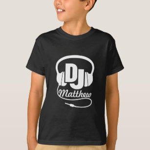 DJ deinen Namen white auf black kids T - Shirt
