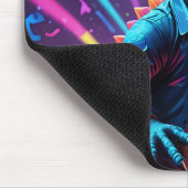 DJ Dinosaur Party mit Neon Lights Mousepad (Ecke)