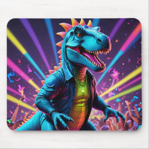 DJ Dinosaur Party mit Neon Lights Mousepad