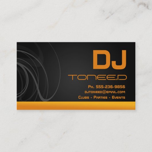 DJ-Disc-Jockey-Geschäfts-Karten orange Visitenkarte (Vorderseite)