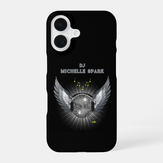 DJ Disco Ball Wings iPhone 16 Hülle (Rückseite)