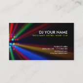 DJ-Disco strahlt Licht-Visitenkarte Visitenkarte (Rückseite)
