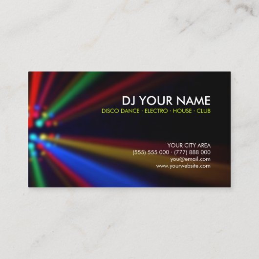 DJ-Disco strahlt Licht-Visitenkarte Visitenkarte (Rückseite)