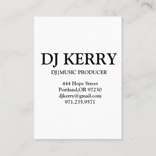 DJ Disk Jockey Electronic Business Card Visitenkarte (Rückseite)