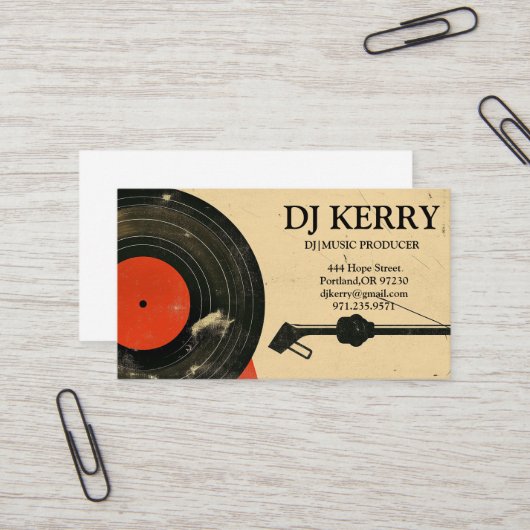 DJ Disk Jockey Electronic Visitenkarte (Vorderseite/Rückseite Beispiel)