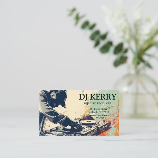 DJ Disk Jockey Electronic Visitenkarte (Stehend Vorderseite)