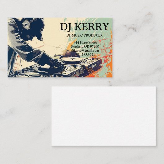 DJ Disk Jockey Electronic Visitenkarte (Vorne/Hinten)