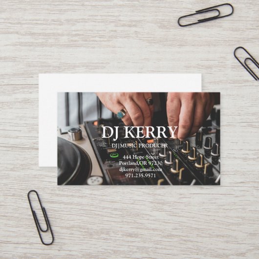DJ Disk Jockey Electronic Visitenkarte (Vorderseite/Rückseite Beispiel)