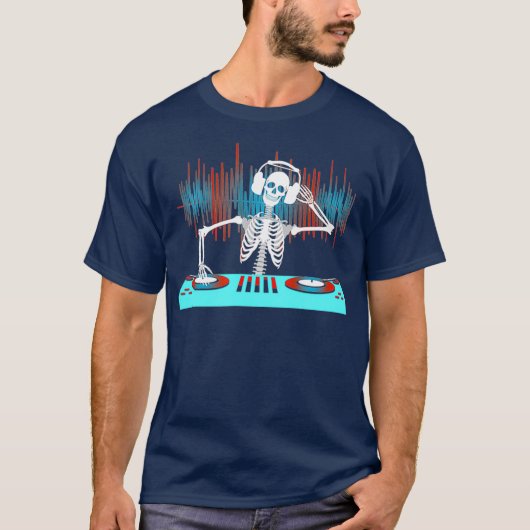 DJ Disk Jockey Skeleton Design for Turntable T-Shirt (Vorderseite)