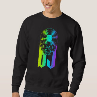 Dj Disk Jockey Vinyl Record Music Gothic Skull lp Sweatshirt