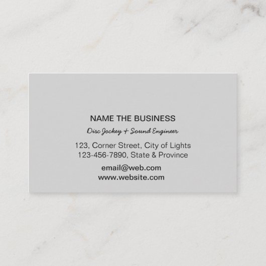 DJ-Diskjockey-berufliche Kopfhörer-Goldmusik Visitenkarte (Rückseite)