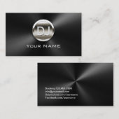 DJ-Diskjockey-Monogramm-modisches schwarzes Metall Visitenkarte (Vorne/Hinten)