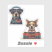 DJ Dog Sticker Set - Coole Vinyl Pup Stickers
