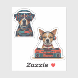 DJ Dog Sticker Set - Coole Vinyl Pup Stickers