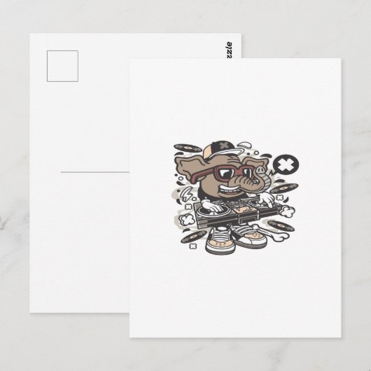 Dj Elephant Postkarte (Vorne/Hinten)