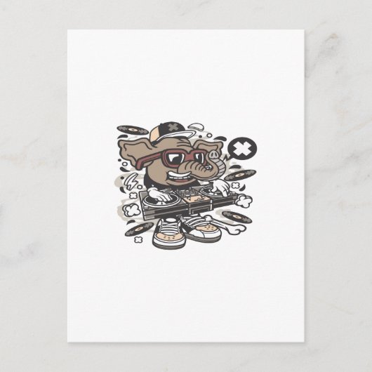 Dj Elephant Postkarte (Vorderseite)