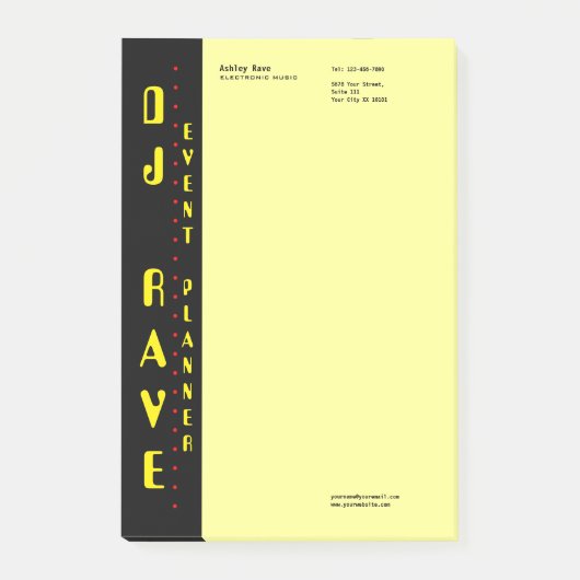 DJ Event Planner Notes Post-it Klebezettel (Vorderseite)