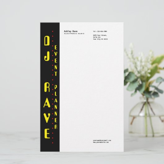 DJ Event Planner Stationery Briefpapier (Stehend Vorderseite)