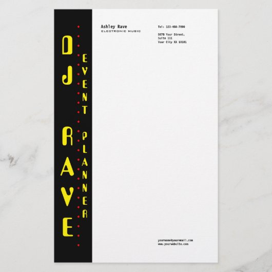 DJ Event Planner Stationery Briefpapier (Vorderseite)