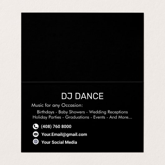 DJ-Experte Visitenkarten (Innenseite Aufgefaltet)