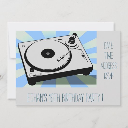 DJ funky cool Retro Teenage Jungs Geburtstagsparty Einladung (Vorderseite)