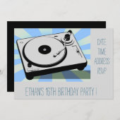 DJ funky cool Retro Teenage Jungs Geburtstagsparty Einladung (Vorne/Hinten)