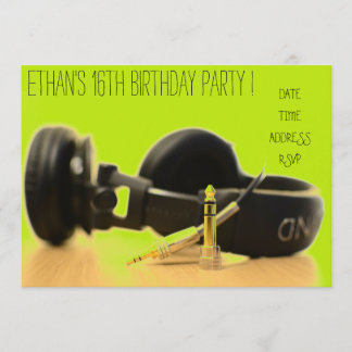 DJ funky cool Teenage Jungs Geburtstagsparty Einladung